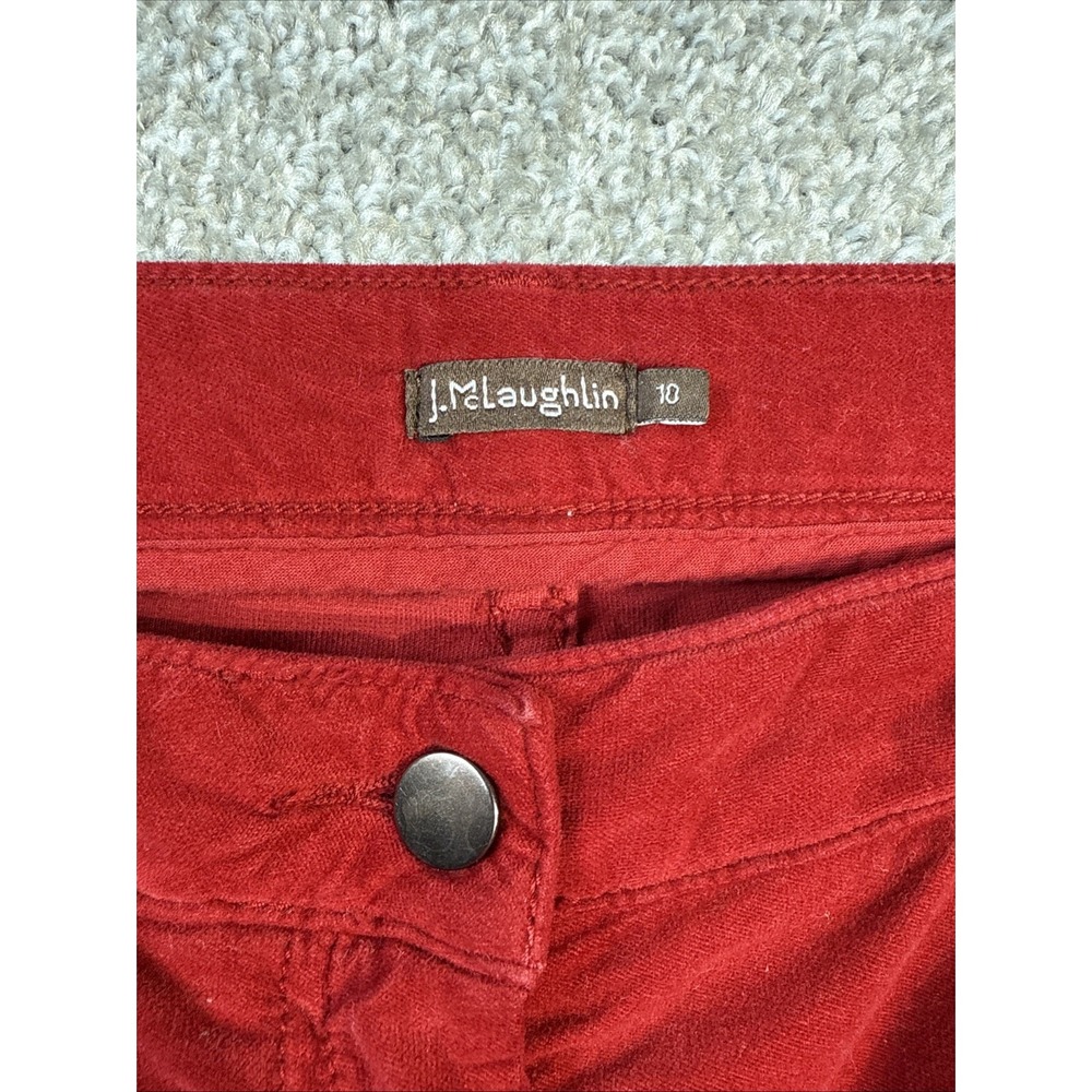 J.McLaughlin Pants Women's 10 Red Velvet Velour Straight Leg Stretch - Picture 10 of 12